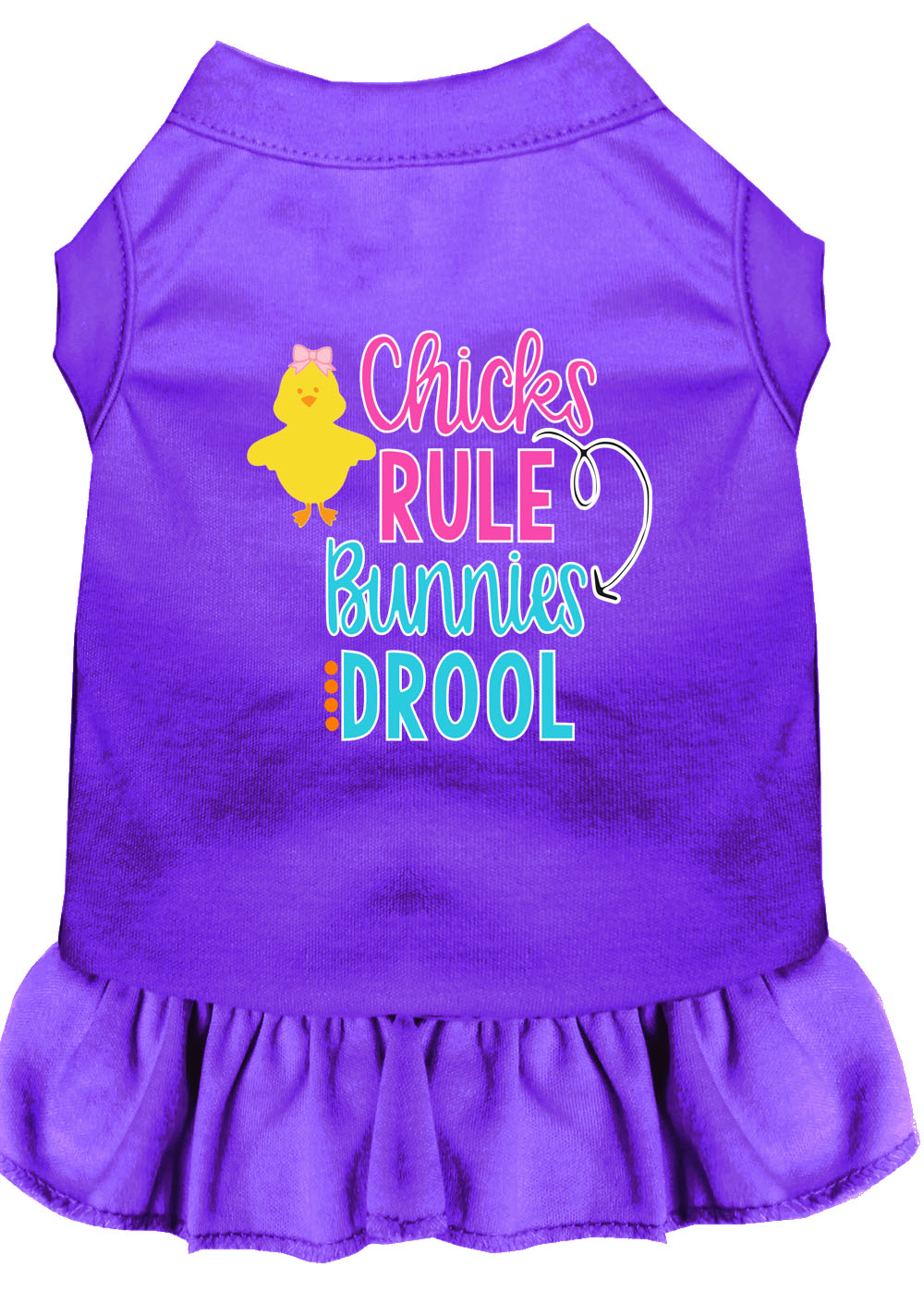 Chicks Rule Screen Print Dog Dress Purple Lg